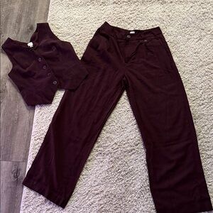 a new day Dark Red Wide Leg Pants & Vest Set
